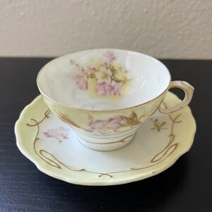 Antique B.R.C. Moliere Fine Porcelain Cup and Sauser
